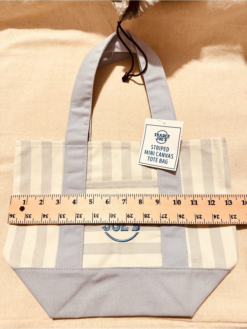 Trader Joe's | Tote | Trader Joe’s Striped Mini Canvas Tote Bag | Light Blue - Picture 3 of 11